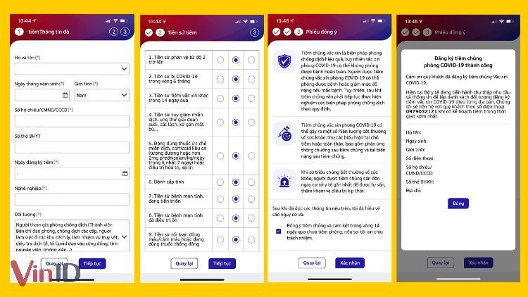 Điền thông tin chi tiết để đăng ký tiêm vacxin