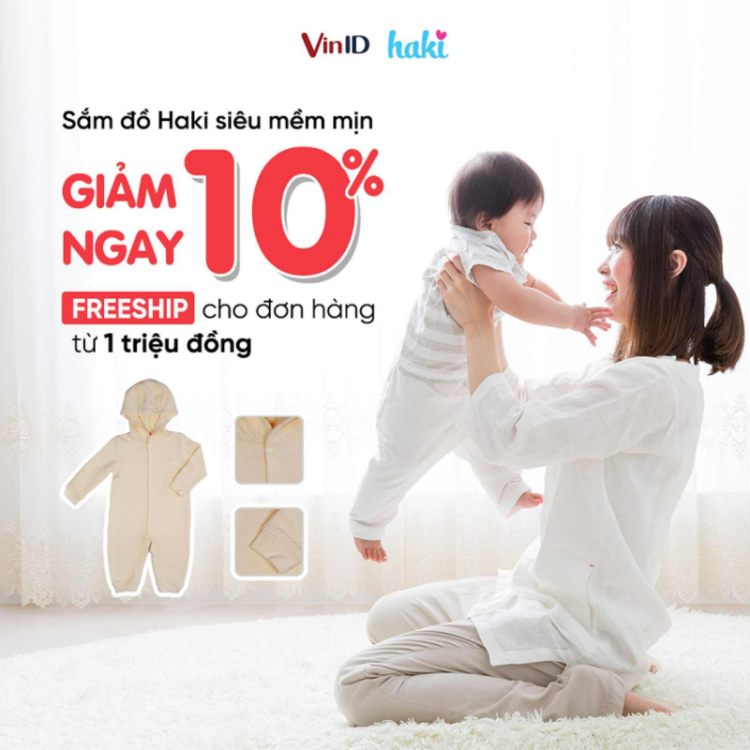 Sắm đồ mềm mịn cho bé trên app VinID giảm ngay 10%