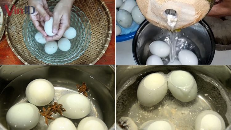 Trứng lộn rửa sạch đem luộc với nước 20 - 25 phút
