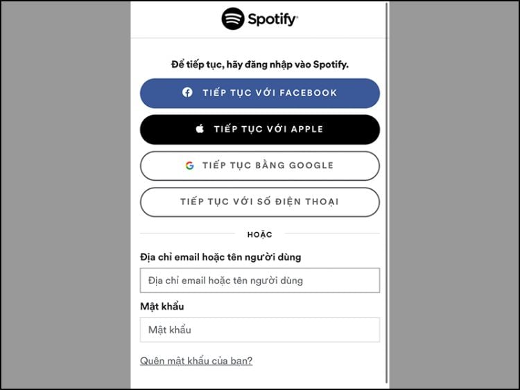 Đăng nhập vào tài khoản Spotify của bạn