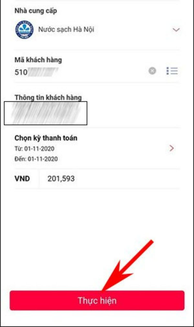 Chọn Kỳ thanh toán => Nhấn Thực hiện.