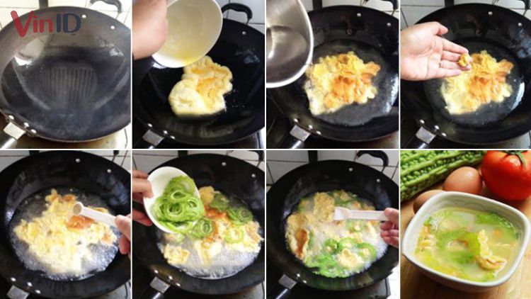 Các bước nấu nướng canh Mướp đắng trứng 