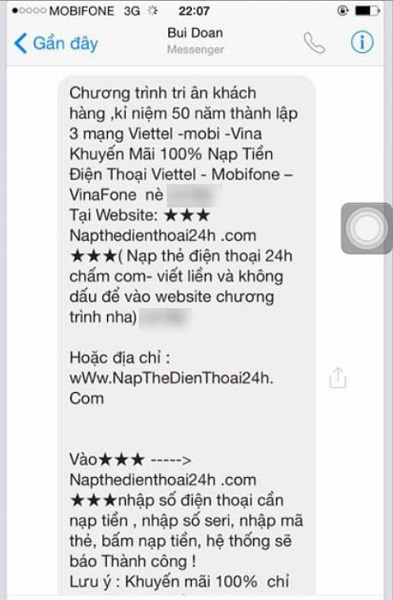 Lừa đảo nạp tiền điện thoại online qua mạng xã hội
