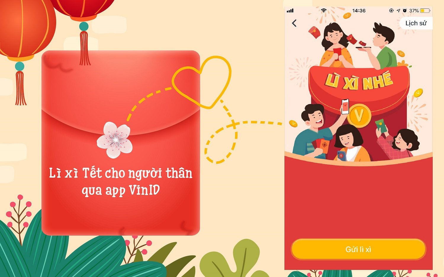 Muốn lì xì Tết cho người thân qua app VinID thì phải làm gì?