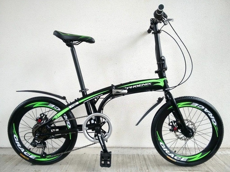 Xe đạp gấp hiệu Phoenix màu xanh lá