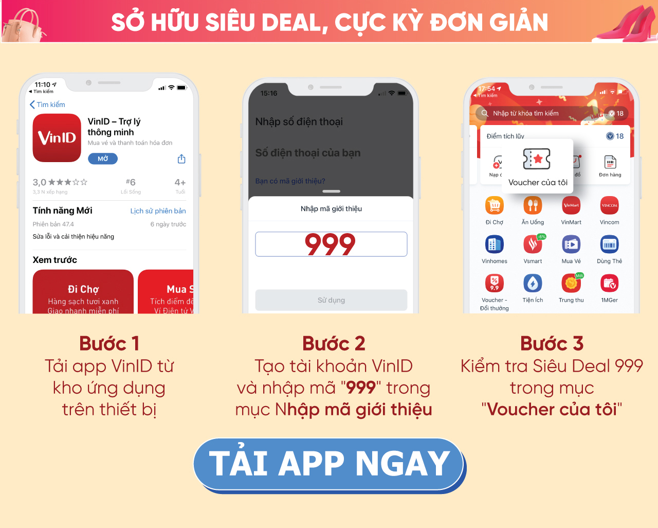 Tải app ngay và sở hữu ưu đãi chỉ trong 3 bước