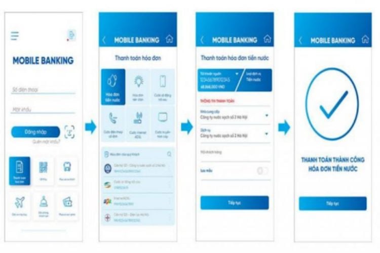 thanh toán tiền nước thành công qua Mobile Banking