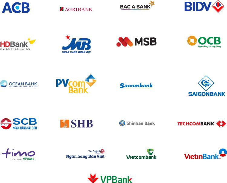 Các ngân hàng có liên kết trực tiếp với Techcombank.