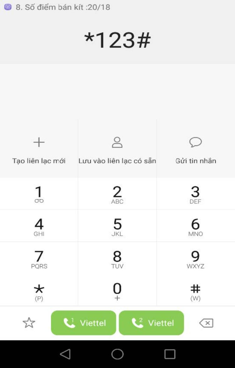 Vào cuộc gọi trên điện thoại bấm *123# và gọi đi.