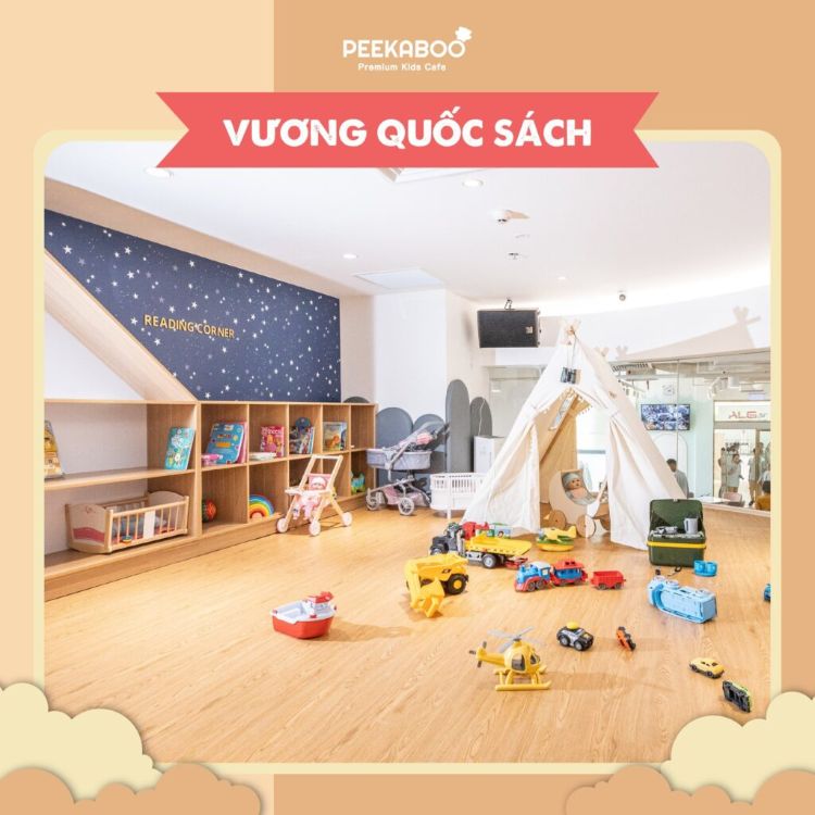 Khu vương quốc sách ở Peekaboo Premium Kids Cafe