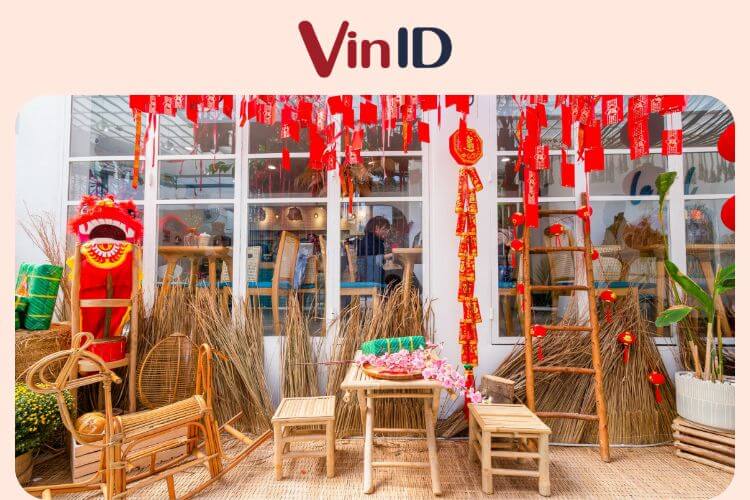 Tiểu cảnh trang trí nhà cửa ngày Tết bằng vật liệu tre nứa