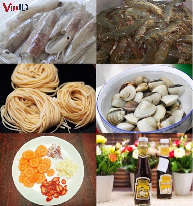 Nguyên liệu mì xào hải sản Hàn Quốc