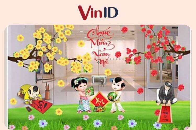 Trang trí cửa kính ngày Tết bằng decal sẽ giúp cho căn nhà trở nên khang trang, mới mẻ