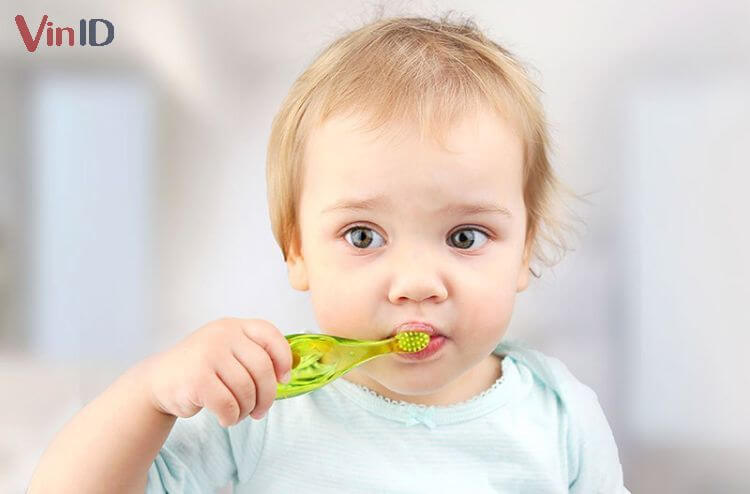 Sử dụng bàn chải chuyên dụng để chải răng cho bé 1 tuổi
