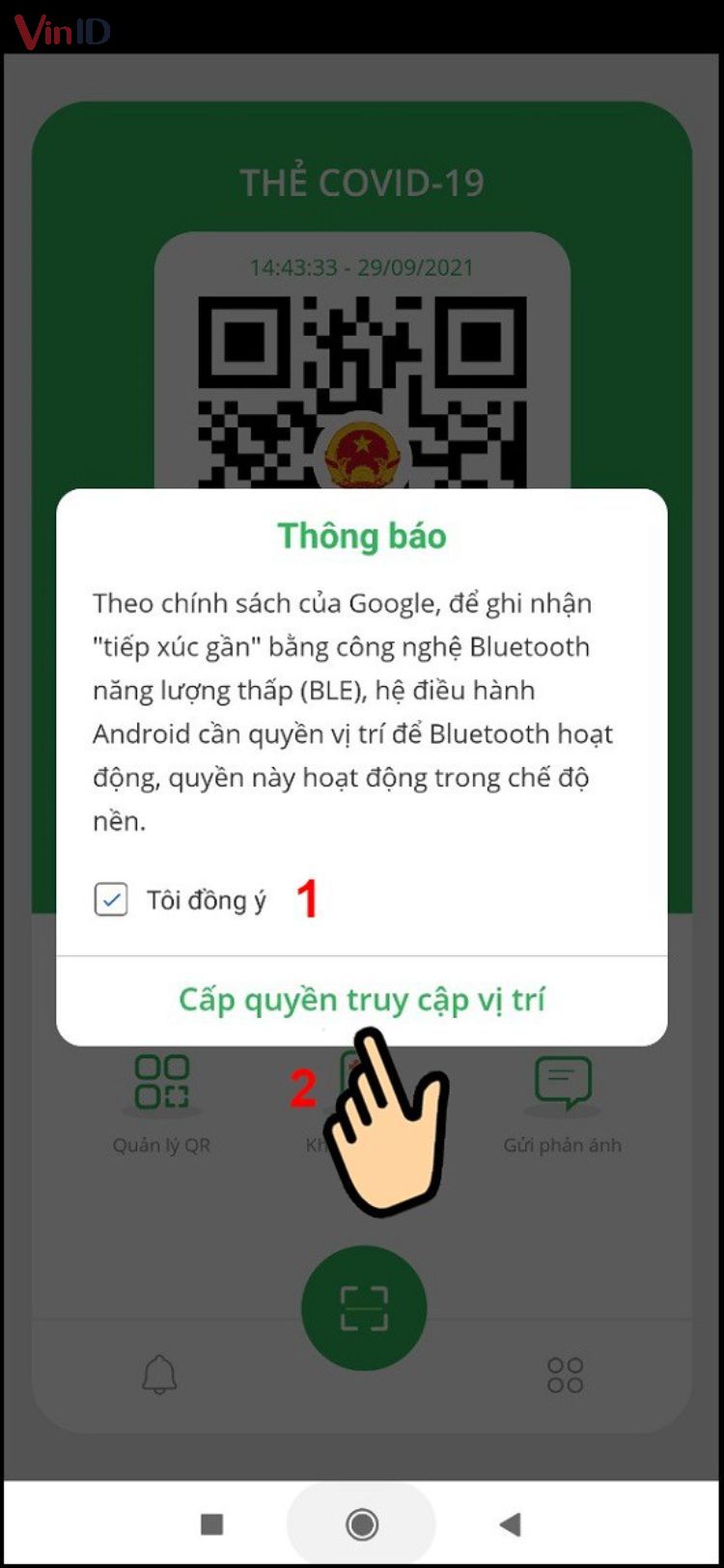 Cấp quyền truy cập vị trí.