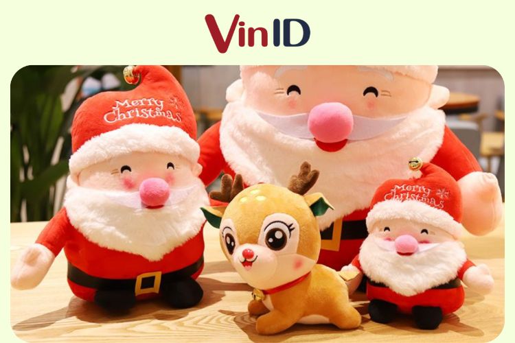 Thú nhồi bông ông già Noel và tuần lộc