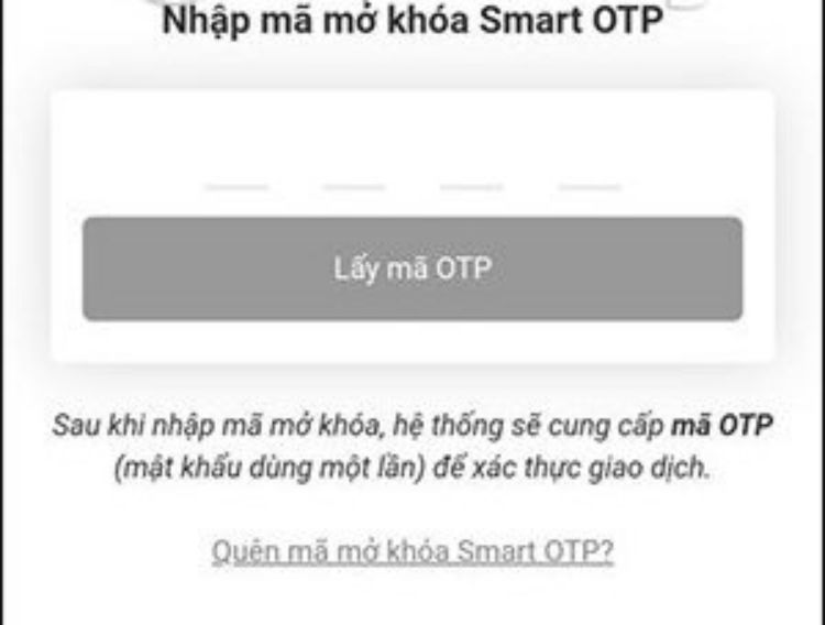 Nhập mã Smart OTP 