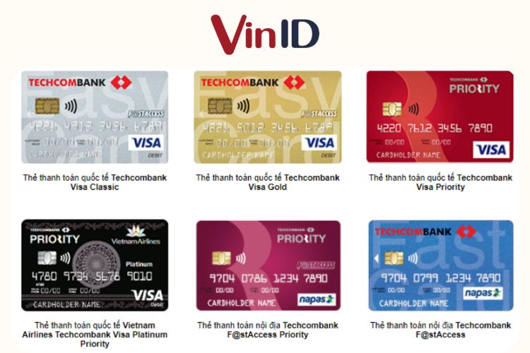 Các loại thẻ Visa Debit TechCombank