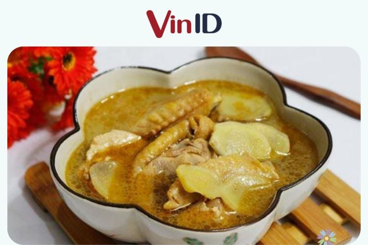 Canh gà nấu nướng gừng