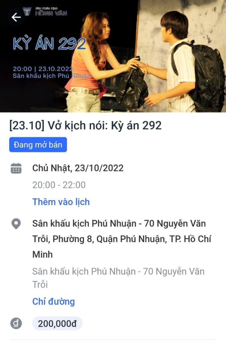 Đặt mua vé xem kịch dễ dàng tại app VinID