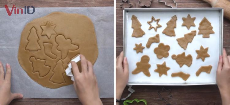 Tạo hình cho bánh quy gừng Giáng Sinh 