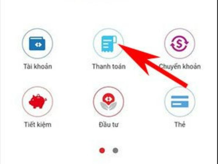 Chọn mục Thanh toán trên giao diện ứng dụng.