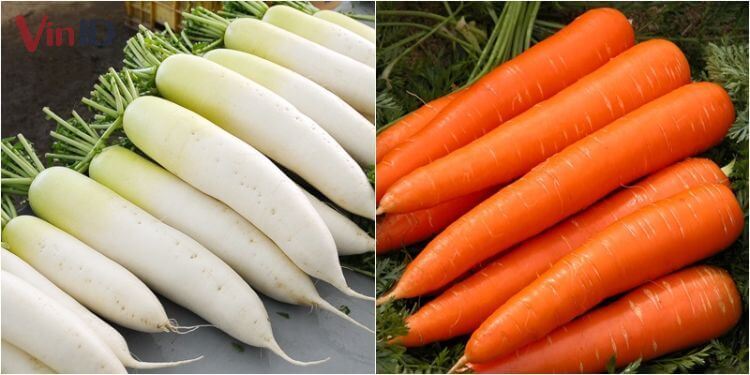 Củ cải và cà rốt làm món củ cải chua ngọt