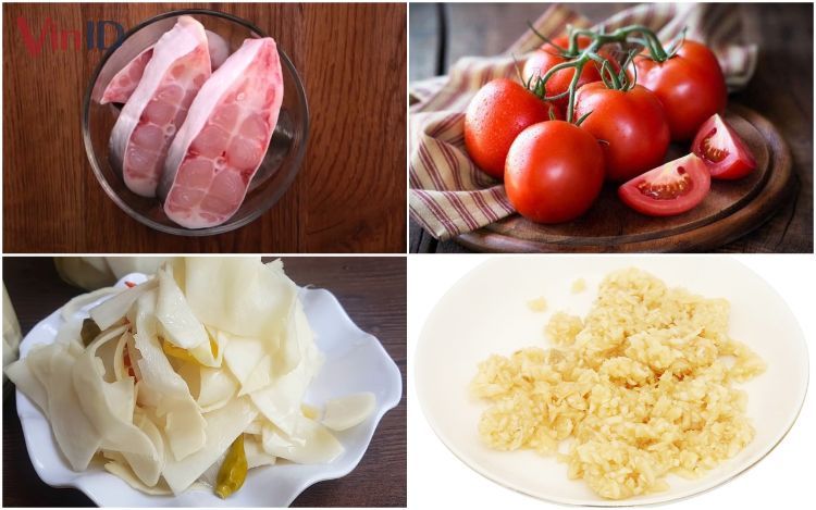 Nguyên liệu để làm món canh chua cá hú nấu măng