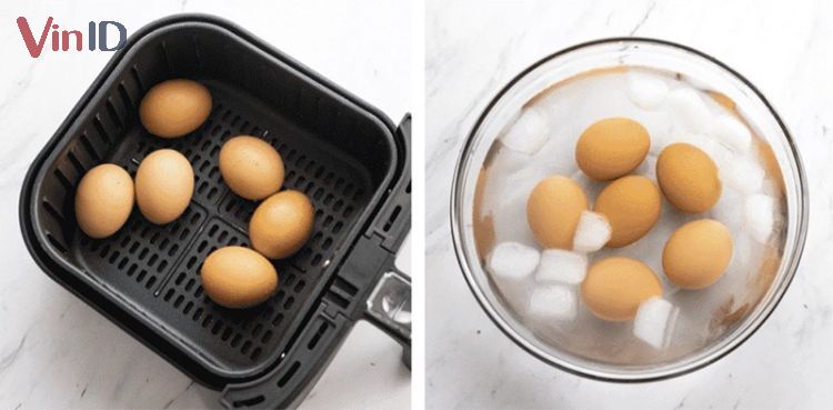 Thả trứng vào nước đá sau khi luộc