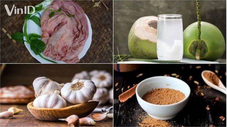 Những nguyên liệu chính đơn giản cho món bao tử khìa nước dừa