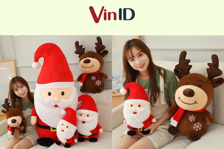 Thú bông hình ông già Noel và tuần lộc