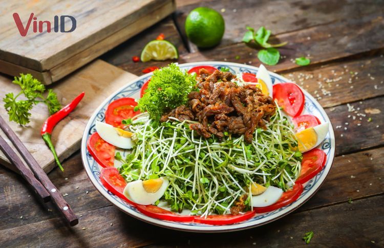 Salad rau mầm thịt bò