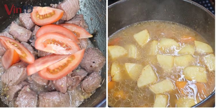 Nấu canh thịt bò rau củ