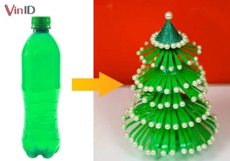 Làm cây thông noel handmade bằng chai nhựa