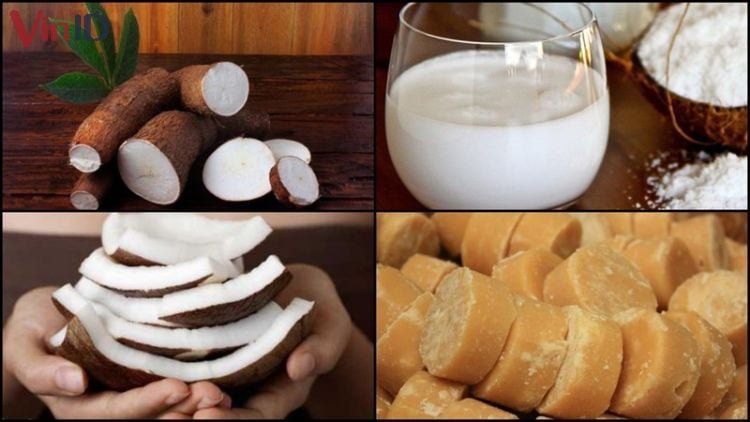 Nguyên liệu chế biến chè khoai mì đường thốt nốt ngọt lịm