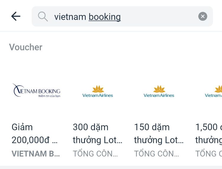 Tìm “Vietnam Booking” và chọn mã giảm giá 200.000 VND