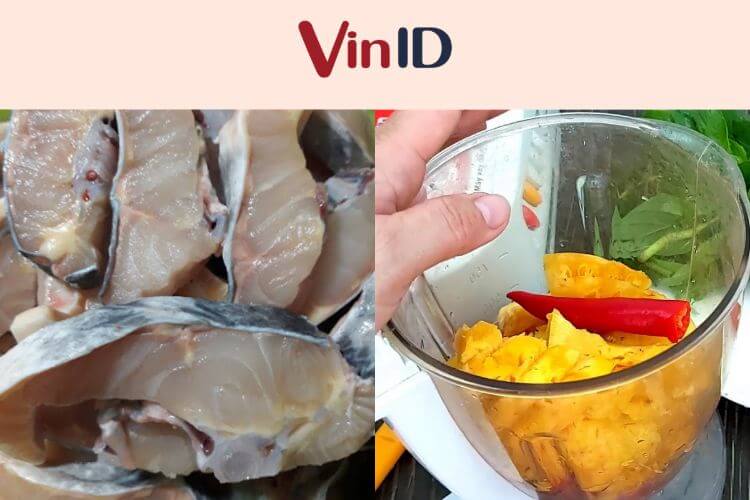 Công đoạn sơ chế cá tầm và các loại rau củ quả