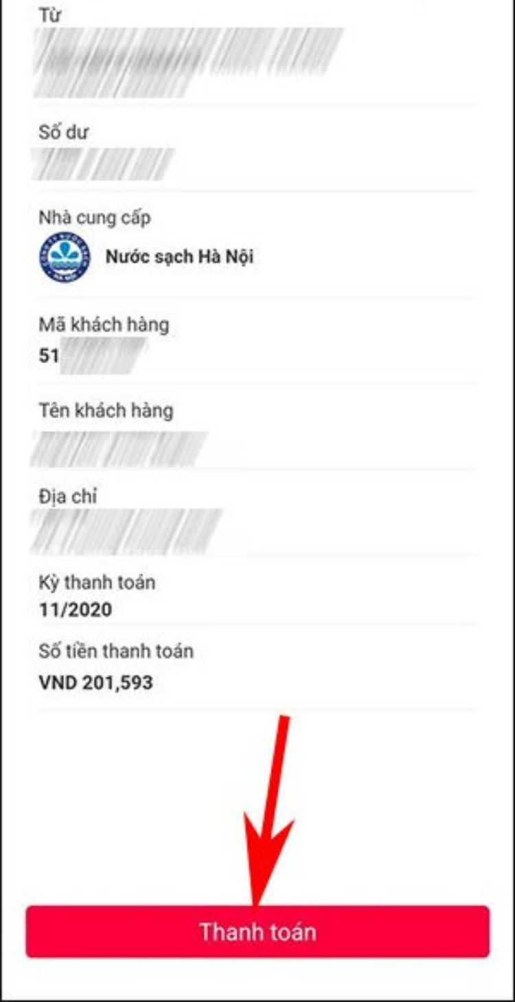 Nhấn Thanh toán để thực hiện việc thanh toán.