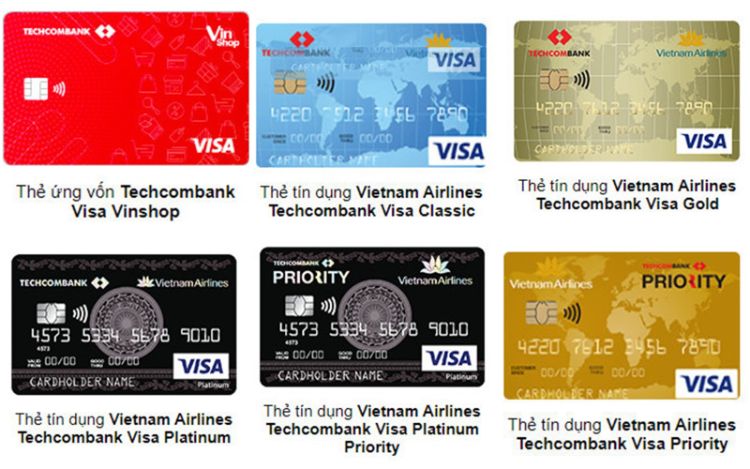 Các loại thẻ tín dụng Techcombank đồng thương hiệu.