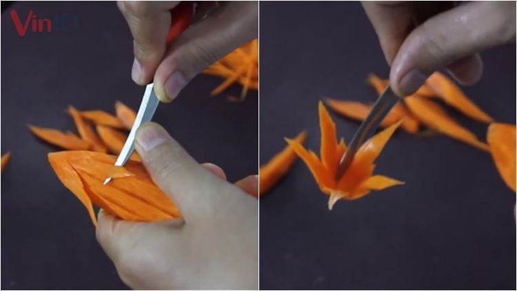 Cách tỉa hoa cà rốt hình hoa ly
