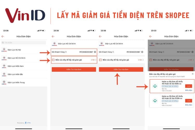 Cách lấy mã giảm giá tiền điện trên app Shopee