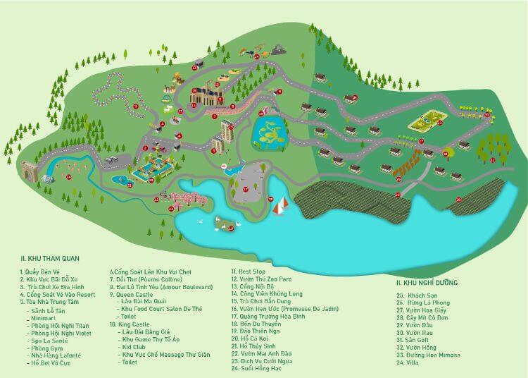 Bản đồ khu vui chơi Wonderland Đà Lạt