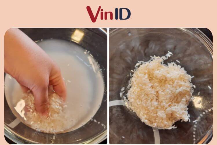 Vo sạch gạo để loại bỏ bụi bẩn