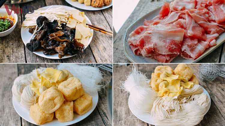 Nguyên liệu ăn kèm của lẩu Trùng Khánh 