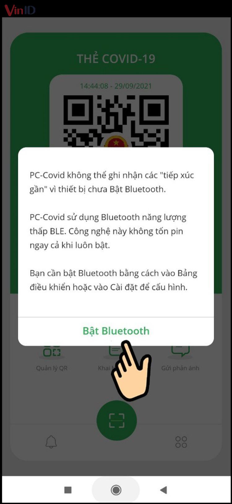 Nhấn Bật Bluetooth.