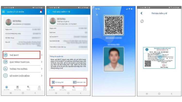 Thông tin thẻ BHYT có trên ứng dụng VssID