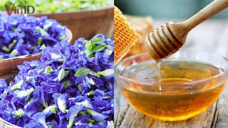 Chuẩn bị hoa đậu biếc và mật ong