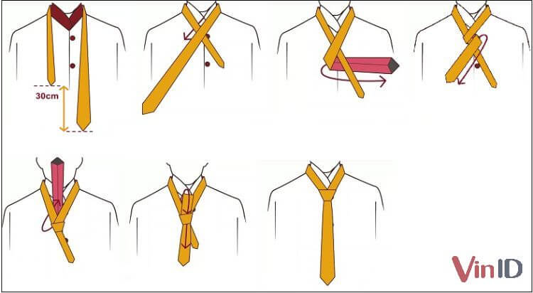 Cách thắt cà vạt kiểu four in hand knot