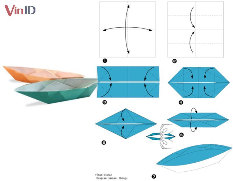 Cách gấp thuyền giấy.